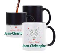 Planetee Mug Magique Joyeux noël Jean-Christophe Cerf - Tasse qui change de couleur - Secret santa Cadeau Noël Humour Insolite Collègue