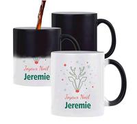 Planetee Mug Magique Joyeux noël Jeremie Cerf - Tasse qui change de couleur - Secret santa Cadeau Noël Humour Insolite Collègue