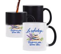 Planetee Mug Magique La sophrologie, toujours une bonne idée | Tasse Thermosensible, le Motif Apparaît à la Chaleur | Céramique 300 ml Recto Verso | Cadeau Sophrologue Collègue Anniversaire Noël