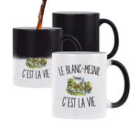 Planetee Mug Magique Le Blanc-Mesnil c’est la vie | Tasse Thermosensible, le Motif Apparaît à la Chaleur | Céramique 300 ml Recto Verso | Cadeau Blanc-mesnilois -mesniloise Collègue Anniversaire Noël