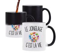 Planetee Mug Magique Le Jonglage c’est la vie | Tasse Thermosensible, le Motif Apparaît à la Chaleur | Céramique 300 ml Recto Verso | Cadeau Jongleur Jongleuse Collègue Anniversaire Noël