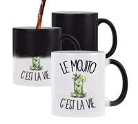 Planetee Mug Magique Le mojito c'est la vie | Tasse Thermosensible, le Motif Apparaît à la Chaleur | Céramique 300 ml Recto Verso | Cadeau Bon Vivant Bonne Vivante Collègue Anniversaire Noël