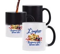 Planetee Mug Magique L'impro, toujours une bonne idée | Tasse Thermosensible, le Motif Apparaît à la Chaleur | Céramique 300 ml Recto Verso | Cadeau Comédien Comédienne Collègue Anniversaire Noël