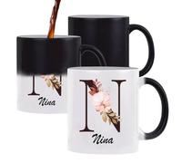 Planetee Mug Magique Nina | Tasse Thermosensible, le Motif Apparaît à la Chaleur | Céramique 300 ml Recto Verso | Cadeau Collègue Anniversaire Noël