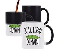 Planetee Mug magique thermoréactif Crocodile Je le ferai demain thermoréactive changement couleur chaleur idée cadeau anniversaire Noël homme femme