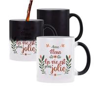 Planetee Mug magique thermoréactif Elena la vie est plus jolie tasse change couleur chaleur idée cadeau fête des Mères anniversaire Noël sœur tata marraine femme