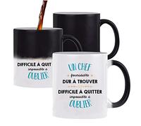 Planetee Mug magique thermoréactif Formidable Chef | tasse change couleur chaleur idée cadeau travail collègue départ retraite anniversaire Noël homme