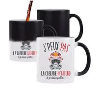 Planetee Mug magique thermoréactif J'peux pas Caserne pompier tasse change couleur chaleur humour idée cadeau anniversaire Noël homme femme