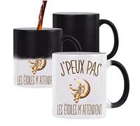 Planetee Mug magique thermoréactif J'peux pas Étoiles astrologie tasse change couleur chaleur humour idée cadeau anniversaire Noël homme femme