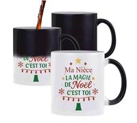 Planetee Mug magique thermoréactif Madeleine Magie de noël Sapin - Tasse qui change de couleur - Secret santa Cadeau Noël Humour Insolite Collègue