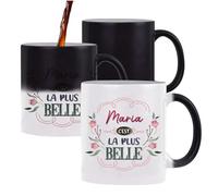Planetee Mug magique thermoréactif Maria la plus belle tasse change couleur chaleur idée cadeau fête des Mères anniversaire Noël sœur tata marraine femme