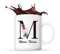 Planetee Mug Marie-Thérèse | Tasse prénom femme avec Lettre fleur | Idée cadeau pour anniversaire noël et fête des mères
