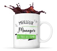 Planetee Mug Meilleur Manager de tous les temps | Idée Tasse Cadeau Travail Boulot Métier Départ Retraite Collègue Homme Anniversaire Noël