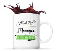 Planetee Mug Meilleure Manager de tous les temps | Idée Tasse Cadeau Travail Boulot Métier Départ Retraite Collègue Femme Anniversaire Noël