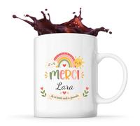 Planetee Mug Merci Lara de m'avoir aidé à grandir | Cadeau Fin d'Année Scolaire Maîtresse Nounou ATSEM Assmat | Cadeau de Remerciement | Tasse Céramique 330 ml