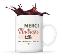Planetee Mug Merci Maîtresse Anne-Laure pour ces instants avec toi | Cadeau Fin d'Année Scolaire Maîtresse Institutrice École Primaire | Cadeau de Remerciement | Tasse Céramique 330 ml