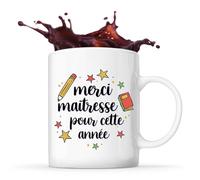 Planetee Mug Merci Maitresse étoiles| Tasse Originale Cadeau Remerciement fin d'Années Maitresse d'école Maternelle Professeur Institutrice Prof Noël