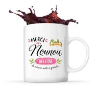 Planetee Mug Merci Nounou Héloïse de m'avoir aidé à grandir | Agrément 4 Enfants | Cadeau Fin d'Année Nounou Assmat Assistante Maternelle Crèche | Cadeau de Remerciement