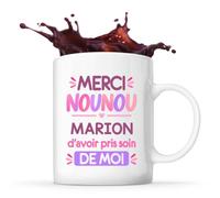 Planetee Mug Merci Nounou Marion d'avoir pris soin de moi | Cadeau Fin d'Année Scolaire Nounou Assmat Assistante Maternelle Crèche | Cadeau de Remerciement | Tasse Céramique 330 ml
