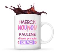 Planetee Mug Merci Nounou Pauline d'avoir pris soin de moi | Cadeau Fin d'Année Scolaire Nounou Assmat Assistante Maternelle Crèche | Cadeau de Remerciement | Tasse Céramique 330 ml