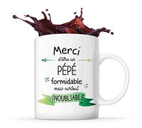 Planetee Mug Merci Pépé Inoubliable Homme | Tasse Idée Cadeau Anniversaire Noël Grand-père Papi