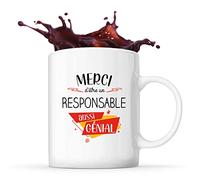 Planetee Mug Merci Responsable Génial | Tasse Idée Cadeau Collègue Travail Retraite