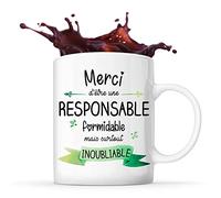 Planetee Mug Merci Responsable Inoubliable Femme | Tasse Idée Cadeau Collègue Travail Retraite