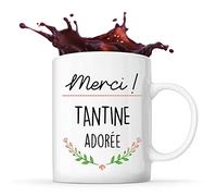 Planetee Mug Merci Tantine Adorée | Tasse Idée Cadeau Anniversaire Noël Famille