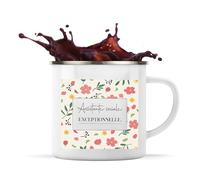 Planetee Mug Métal Émaillé Assistante sociale exceptionnelle motif floral 300ml Tasse Camping Van Life Cadeau Femme Anniversaire Noël Randonnée Bivouac Plein Air