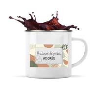 Planetee Mug Métal Émaillé Auxiliaire de justice Adorée design graphique 300ml Tasse Camping Van Life Cadeau Femme Anniversaire Noël Randonnée Bivouac Plein Air