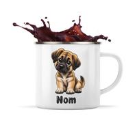 Planetee Mug Métal Émaillé Berger d'Asie Centrale : Chibi | Tasse de Camping 300 ml Recto Verso Passe au Lave-Vaisselle | Randonnée Bivouac Bureau | Cadeau Propriétaire Chien Homme Femme Anniversaire
