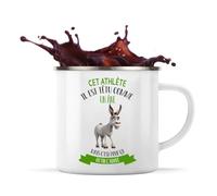 Planetee Mug Métal Émaillé Cet athlète il est têtu comme un âne mais c'est pour ça qu'on l'adore | Tasse de Camping 300 ml Recto Verso Passe au Lave-Vaisselle | Randonnée Bivouac Bureau