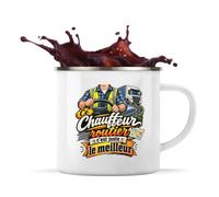 Planetee Mug Métal Émaillé Chauffeur Routier C'est juste le Meilleur Métier | Tasse de Camping 300 ml Recto Verso Passe au Lave-Vaisselle | Randonnée Bivouac Bureau | Cadeau Homme Femme Anniversaire