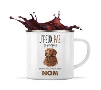Planetee Mug Métal Émaillé Chesapeake Bay Retriever : Passer du temps | Tasse de Camping 300 ml Recto Verso Passe au Lave-Vaisselle | Randonnée Bivouac Bureau