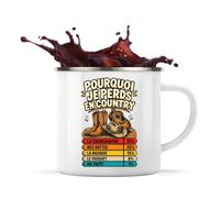 Planetee Mug Métal Émaillé Danse Country Pourquoi je perds | Tasse de Camping 300 ml Recto Verso Passe au Lave-Vaisselle | Randonnée Bivouac Bureau | Cadeau Homme Femme Anniversaire