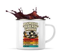 Planetee Mug Métal Émaillé Danse Pourquoi je perds | Tasse de Camping 300 ml Recto Verso Passe au Lave-Vaisselle | Randonnée Bivouac Bureau | Cadeau Homme Femme Anniversaire