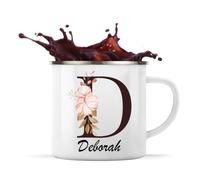 Planetee Mug Métal Émaillé Deborah | Tasse de Camping 300 ml Recto Verso Passe au Lave-Vaisselle | Randonnée Bivouac Bureau | Cadeau Homme Femme Anniversaire