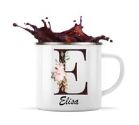 Planetee Mug Métal Émaillé Elisa | Tasse de Camping 300 ml Recto Verso Passe au Lave-Vaisselle | Randonnée Bivouac Bureau | Cadeau Homme Femme Anniversaire