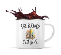 Planetee Mug Métal Émaillé Être bijoutier c'est la vie | Tasse de Camping 300 ml Recto Verso Passe au Lave-Vaisselle | Randonnée Bivouac Bureau | Cadeau Artisan D'art Homme Femme Anniversaire