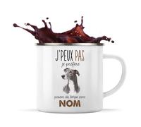 Planetee Mug Métal Émaillé Greyhound (Lévrier Anglais) : Passer du temps | Tasse de Camping 300 ml Recto Verso Passe au Lave-Vaisselle | Randonnée Bivouac Bureau