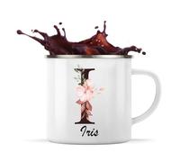 Planetee Mug Métal Émaillé Iris | Tasse de Camping 300 ml Recto Verso Passe au Lave-Vaisselle | Randonnée Bivouac Bureau | Cadeau Homme Femme Anniversaire