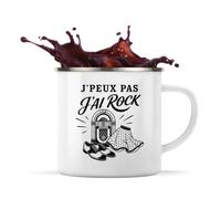 Planetee Mug Métal Émaillé J’peux pas j’ai Rock | Tasse de Camping 300 ml Recto Verso Passe au Lave-Vaisselle | Randonnée Bivouac Bureau | Cadeau Danseur et Danseuse Rock Homme Femme Anniversaire