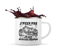 Planetee Mug Métal Émaillé J’peux pas je suis de la Loire-Atlantique | Tasse de Camping 300 ml Recto Verso Passe au Lave-Vaisselle | Randonnée Bivouac Bureau | Cadeau Homme Femme Anniversaire