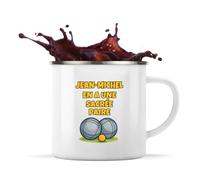 Planetee Mug Métal Émaillé Jean-Michel en a une sacrée paire | Tasse de Camping 300 ml Recto Verso Passe au Lave-Vaisselle | Randonnée Bivouac Bureau | Cadeau Pétanque Homme Femme Anniversaire