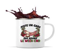 Planetee Mug Métal Émaillé Juste un gars qui adore le w nd | Tasse de Camping 300 ml Recto Verso Passe au Lave-Vaisselle | Randonnée Bivouac Bureau | Cadeau Épicurien Homme Femme Anniversaire