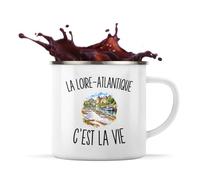 Planetee Mug Métal Émaillé La Loire-Atlantique c’est la vie | Tasse de Camping 300 ml Recto Verso Passe au Lave-Vaisselle | Randonnée Bivouac Bureau | Cadeau Homme Femme Anniversaire