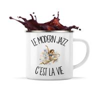 Planetee Mug Métal Émaillé Le modern jazz c'est la vie | Tasse de Camping 300 ml Recto Verso Passe au Lave-Vaisselle | Randonnée Bivouac Bureau | Cadeau Danseur Danseuse Homme Femme Anniversaire