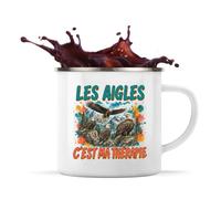 Planetee Mug Métal Émaillé Les aigles c'est ma thérapie | Tasse de Camping 300 ml Recto Verso Passe au Lave-Vaisselle | Randonnée Bivouac Bureau | Cadeau Homme Femme Anniversaire
