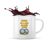 Planetee Mug Métal Émaillé Michel en a une sacrée paire | Tasse de Camping 300 ml Recto Verso Passe au Lave-Vaisselle | Randonnée Bivouac Bureau | Cadeau Pétanque Homme Femme Anniversaire