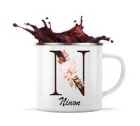 Planetee Mug Métal Émaillé Ninon | Tasse de Camping 300 ml Recto Verso Passe au Lave-Vaisselle | Randonnée Bivouac Bureau | Cadeau Homme Femme Anniversaire